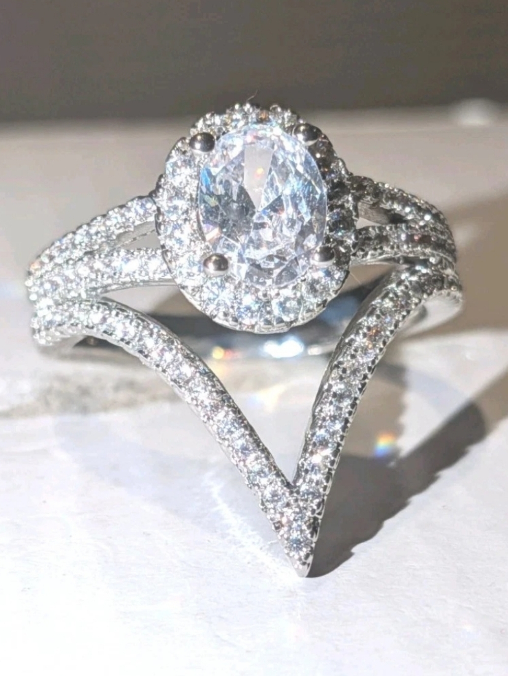 Women's3.00 CT Halo Cut Moissanite Promise Engagement 14k White Gold Plated Ring
